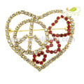 Rhinestone, paz, signo, perno, corazón, diseño, broche